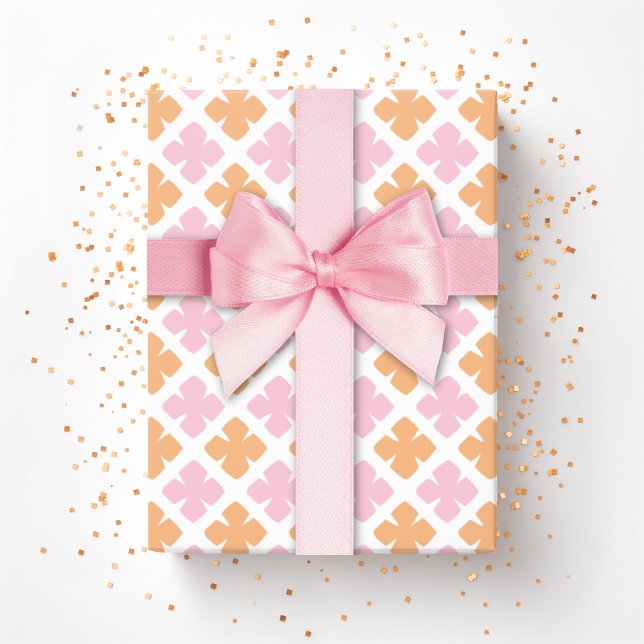 Block Diamond Clover in Pink and Orange Geschenkpapier (Von Creator hochgeladen)