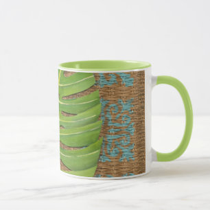 Block-Druck-Palme auf Weidenhintergrund Tasse