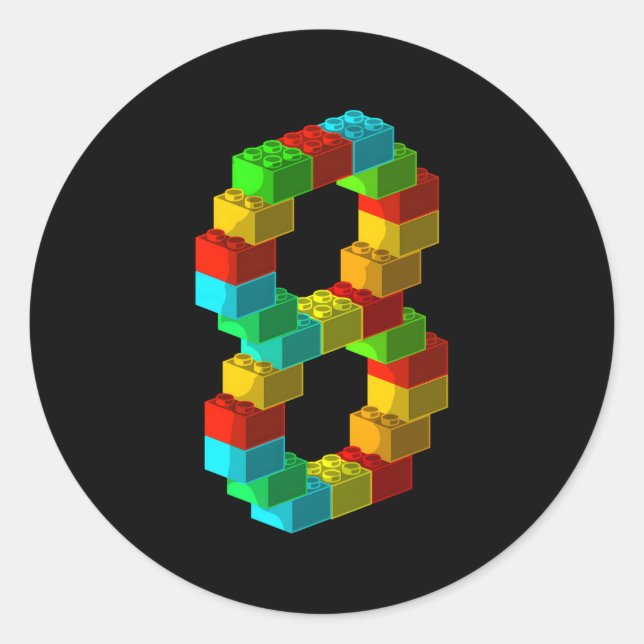 Block-Gebäude 8. 8 Runder Aufkleber (Vorderseite)