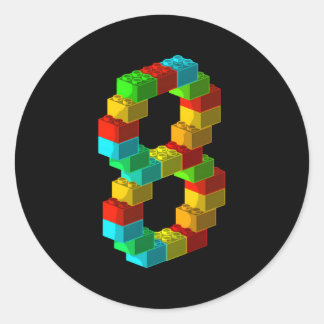 Block-Gebäude 8. 8 Runder Aufkleber