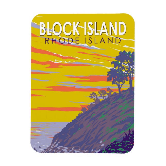 Block Insel Rhode Island Reisen Vintag Magnet (Vertikal)