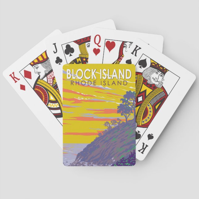 Block Insel Rhode Island Reisen Vintag Spielkarten (Rückseite)