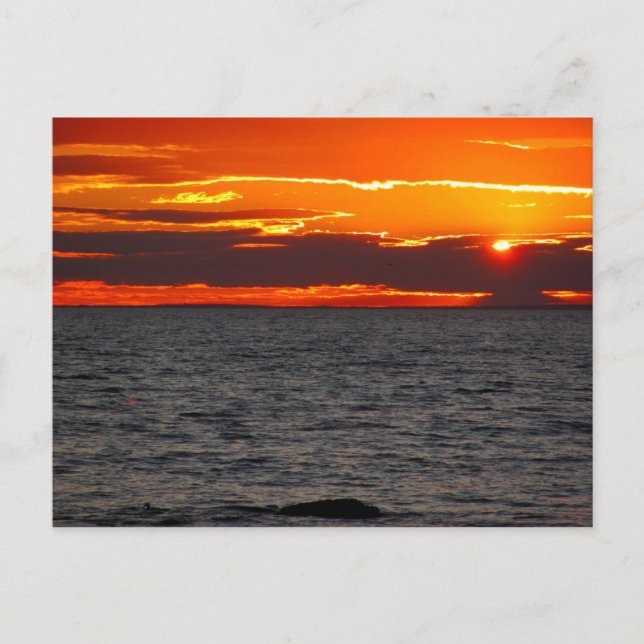Block-Insel-Sonnenuntergang-Ozean Postkarte (Vorderseite)