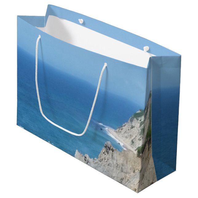 Block Island Bluffs - Block Island, Rhode Island Große Geschenktüte (Vorderseite Schrägansicht)