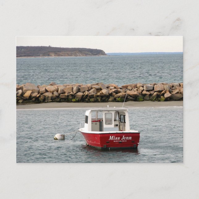 Block Island Boat Postkarte (Vorderseite)