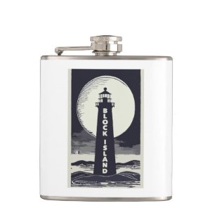 Block Island Leuchtturm Rhode Island Mond Flachmann