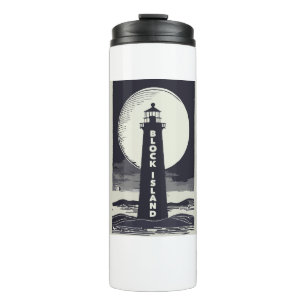 Block Island Lighthouse Rhode Island Moon Thermosbecher
