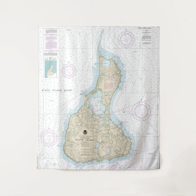Block Island Nautical Chart 13217 Wandteppich (Vorderseite)