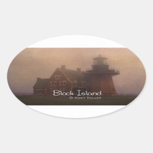 Block Island Ovaler Aufkleber
