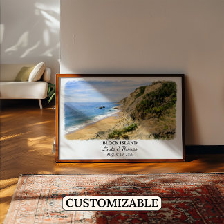Block Island Rhode Island Poster, Aquarell Poster