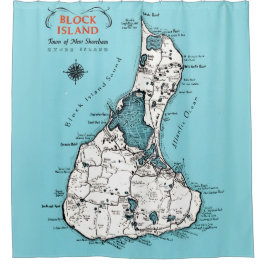 Block Island RI  Map Shower Curtain Duschvorhang