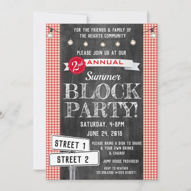 Block Party Einladung Summer Street Party HOA (Vorderseite)
