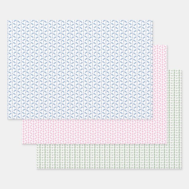 Block Print Animal Wrapping Paper (3) Geschenkpapier Set (Set)