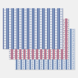 Block Print Botanical Stripes Geschenkpapier Set