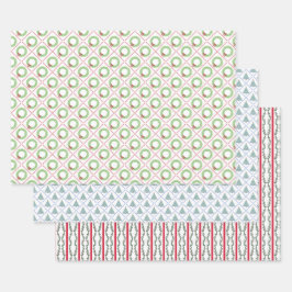 Block Print Christmas Geschenkpapier Set
