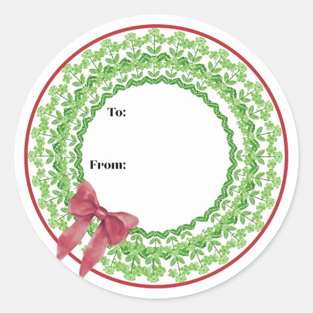 Block Print Flower Wreath Sticker (Devant)