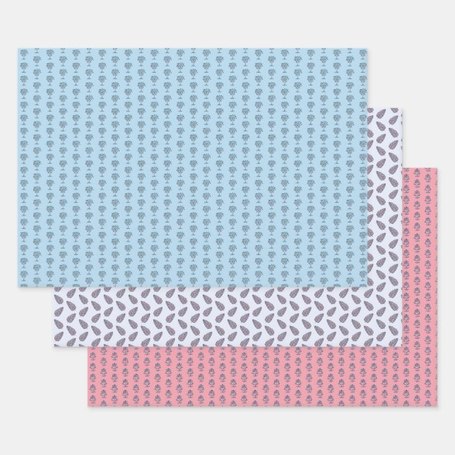 Block Print Wrapping Paper  Geschenkpapier Set (Set)