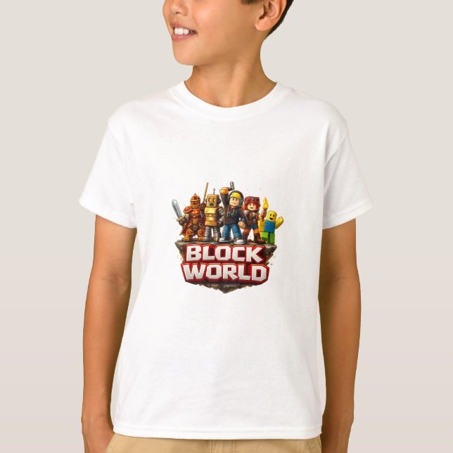 Block World Gamer Squad Design – Farbiger Cube Cha T-Shirt (Vorderseite)