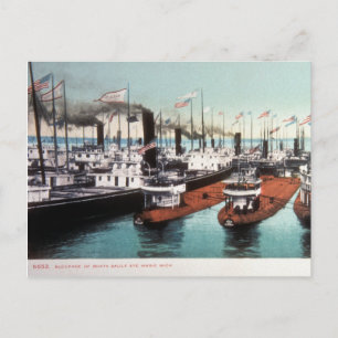 Blockade in Sault Ste Marie - Vintage Postkarte