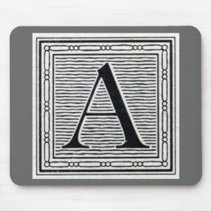 Blockbuchstabe "A" Holzschnitt Holzblock Mousepad