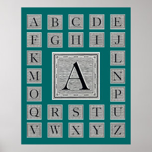 Blockbuchstabe "A" Holzschnitt Holzblock Poster