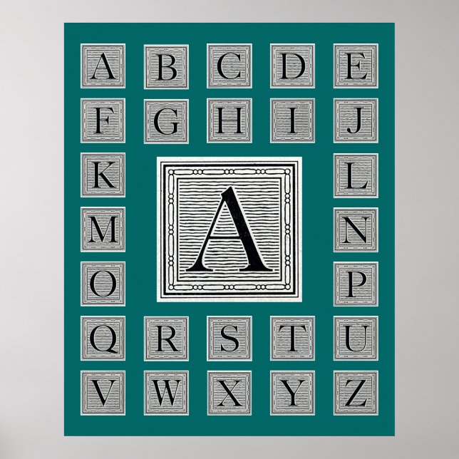 Blockbuchstabe "A" Holzschnitt Holzblock Poster (Vorne)