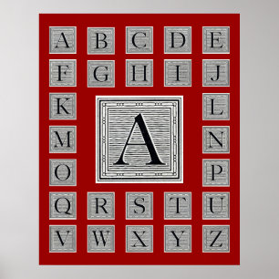 Blockbuchstabe "A" Holzschnitt Holzblock Poster