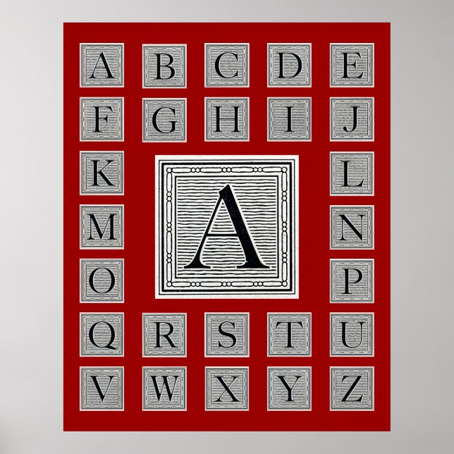 Blockbuchstabe "A" Holzschnitt Holzblock Poster (Vorne)