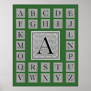 Blockbuchstabe "A" Holzschnitt Holzblock Poster