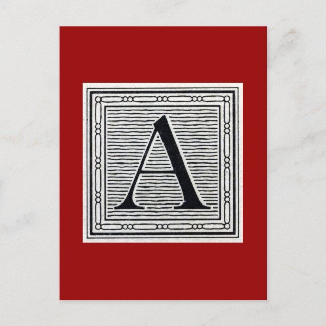Blockbuchstabe "A" Holzschnitt Holzblock Postkarte (Vorderseite)
