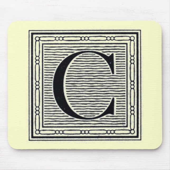 Blockbuchstabe "C" Holzschnitt Holzblock-Urschrift Mousepad (Vorne)