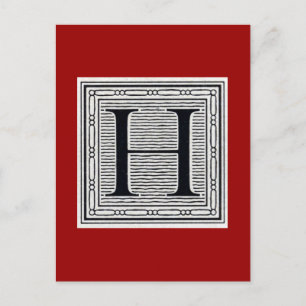 Blockbuchstabe "H" Holzschnitt Holzblock-Urschrift Postkarte