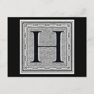 Blockbuchstabe "H" Holzschnitt Holzblock-Urschrift Postkarte