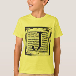 Blockbuchstabe "J" Holzschnitt Initiale T-Shirt