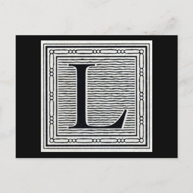 Blockbuchstabe "L" Holzschnitt Holzblock-Urschrift Postkarte (Vorderseite)