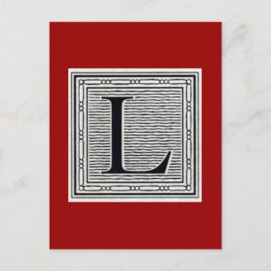 Blockbuchstabe "L" Holzschnitt Holzblock-Urschrift Postkarte