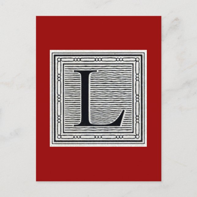 Blockbuchstabe "L" Holzschnitt Initiale Postkarte (Vorderseite)