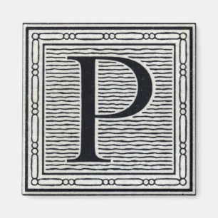 Blockbuchstabe "P" Holzschnitt Initiale Magnet