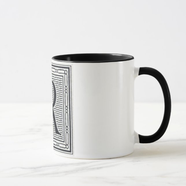 Blockbuchstabe "R" Holzschnitt Initiale Tasse (Rechts)