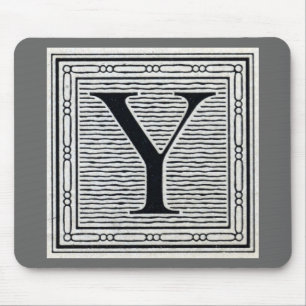 Blockbuchstabe "Y" Holzschnitt Holzblock-Urschrift Mousepad