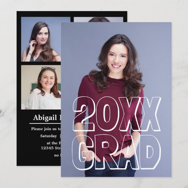 Blockbuchstaben Weiß - Ankündigung von Abschlüssen (Vorne/Hinten)