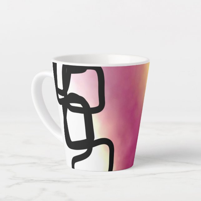 Blockchain: Abstrakt rosa, gelb, schwarz und weiß Milchtasse (Linke Ecke)