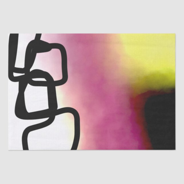 Blockchain: Abstrakt rosa, gelb, schwarz und weiß Seidenpapier (Vorderseite)