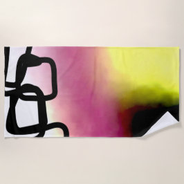 Blockchain: Abstrakt rosa, gelb, schwarz und weiß Strandtuch