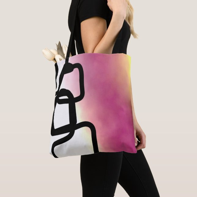 Blockchain: Abstrakt rosa, gelb, schwarz und weiß Tasche (Von Nahem)