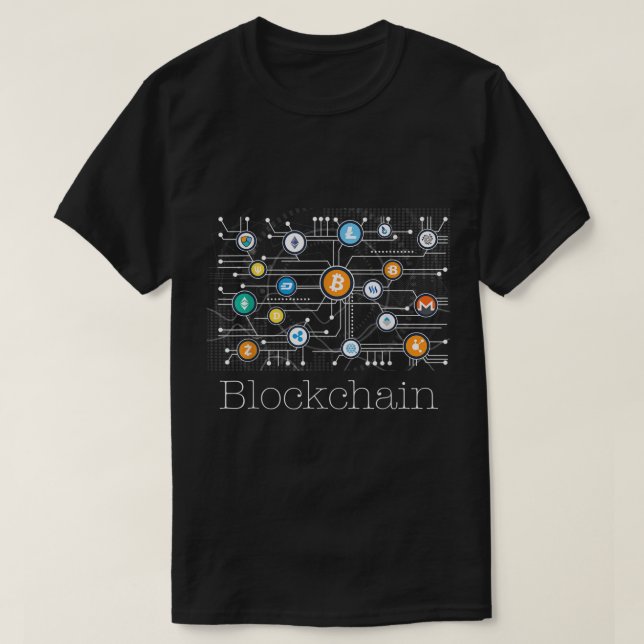 Blockchain-Netzwerk-Krypto-Design T-Shirt (Design vorne)