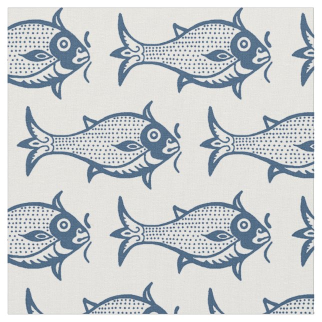 Blockdruck mittelalterlicher Fisch Stoff (Nahaufnahme)