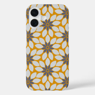 Blockdruck Tile Blume Sonnige gelbe Hintergrundfar iPhone 16 Hülle