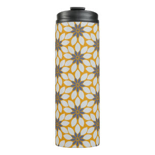 Blockdruck Tile Blume Sonnige gelbe Hintergrundfar Thermosbecher