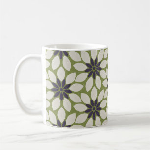 Blockdruck Tischtennisblaue Blume grün Kaffeetasse